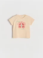 Bluzki dla niemowląt - Reserved - T-shirt z haftem - beżowy - miniaturka - grafika 1