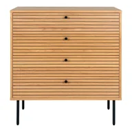 Komody - Komoda Kyoto, 4 szuflady, fornir dębowy, naturalny, czarne metalowe nogi 80x40x85 cm - miniaturka - grafika 1