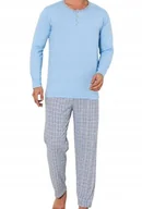 Piżamy damskie - Piżama męska na prezent długi rękaw długie spodnie bawełniana 2XL XXL - miniaturka - grafika 1