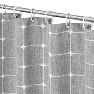 Zasłony prysznicowe - Zasłona prysznicowa w stylu boho, kratka z frędzlami, 72 x 84 cale (szara) - miniaturka - grafika 1
