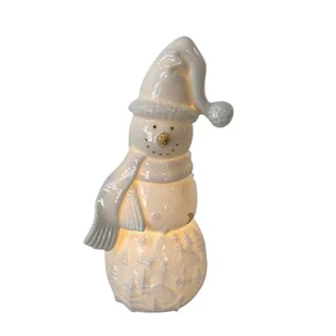 Figurka porcelanowa, Bałwanek ze złotem, 7x6x13,5 cm - Ozdoby bożonarodzeniowe - miniaturka - grafika 1