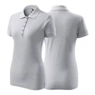 Koszulki i topy damskie - Koszulka jasnoszary melanż polo z logo na sercu damska z nadrukiem logo firmy 200g 210 kolor 03 koszulka polo - miniaturka - grafika 1