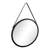 Lustra - Lustro okrągłe Loft 53 cm na pasku w ramie czarne - miniaturka - grafika 1