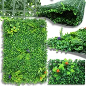 Sztuczne kwiaty - SZTUCZNY ŻYWOPŁOT ZIELONA ŚCIANA PANEL ROŚLINNY OSŁONA BALKON OGRÓD POKÓJ - miniaturka - grafika 1