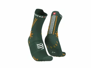 Skarpetki sportowe męskie - COMPRESSPORT Skarpetki do biegania trailowe ProRacing Socks V4 Trail zielone - grafika 1