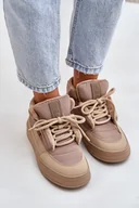 Sneakersy damskie - Ocieplane Sneakersy Damskie Big Star OO274A532 Beżowe-36 - miniaturka - grafika 1