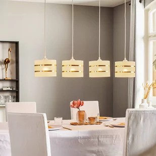Lampa wisząca belka Helen biało-złota 4-punktowa - Lampy sufitowe - miniaturka - grafika 1