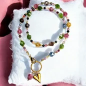 Naszyjniki - Naszyjnik Feria Barw Choker z kolorowych turmalinów z dodatkowymi zawieszkami - miniaturka - grafika 1