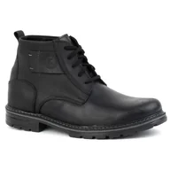 Botki męskie - Buty męskie trzewiki skórzane zimowe 935K czarne - KOMODO - miniaturka - grafika 1
