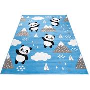 Dywany - Prostokątny niebieski dywan z łabędziem w koronie - Jomi 6X - miniaturka - grafika 1