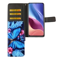 Etui i futerały do telefonów - Etui na telefon komórkowy Xiaomi Mi 11i / Poco F3 Etui ochronne z klapką i uchwytem na kartę, kolor: niebieski motylkowy - miniaturka - grafika 1