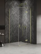 Kabiny prysznicowe - Kabina prysznicowa uchylna prawa kolor złoty 100x80 cm K-4533 New Trendy Nesta Light Gold - miniaturka - grafika 1