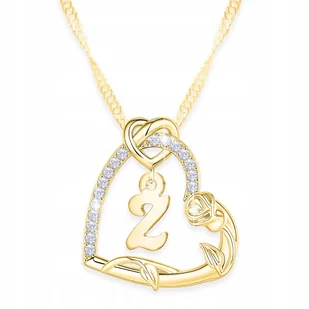 Złoty Naszyjnik Litera Serce Kwiat Różą z Literką Inicjał Z SREBRO 925 - Naszyjniki Złoty Naszyjnik Litera Serce Kwiat Różą z Literką Inicjał Z SREBRO 925 - Naszyjniki - miniaturka - grafika 1