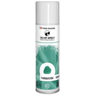 Food Colours Spray velvet zamsz turkusowy 250ml - Dodatki do ciast w proszku - miniaturka - grafika 1