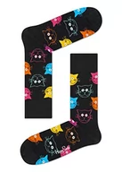 Skarpetki męskie - Happy Socks Cat Sock, kolorowe i zabawne, Skarpety dla kobiet i mężczyzn, Czarny-Rosa-Żółty (41-46) - miniaturka - grafika 1