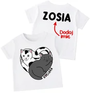Koszulki dla dziewczynek - Koszulka dla dziewczynki z kotami oraz imieniem na plecach - miniaturka - grafika 1