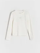 Bluzki dla dziewczynek - Reserved - Koszulka z aplikacją - złamana biel - miniaturka - grafika 1