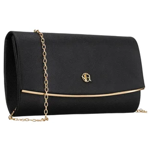 Czarna, wizytowa torebka damska wykonana z tkaniny syntetycznej - Rovicky - Torebki damskie - miniaturka - grafika 1