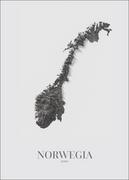 Plakaty - Norwegia, mapa grafitowa - plakat 50x70 cm - miniaturka - grafika 1