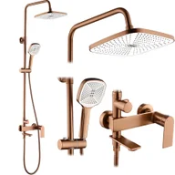 Zestawy prysznicowe - Rea Zestaw Prysznicowy REA STORM MIEDŹ SZCZOTKOWANA - miniaturka - grafika 1