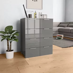 Komoda szara na wysoki połysk, 60 x 35 x 76 cm, płyta wiórowa - Komody - miniaturka - grafika 1