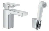 Baterie umywalkowe - Hansgrohe Vernis Shape - Bateria umywalkowa z główką prysznicową Bidette, chrom 71216000 - miniaturka - grafika 1