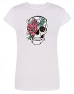 Koszulki i topy damskie - T-Shirt damski nadruk Czaszka z Kwiatami r.M - miniaturka - grafika 1