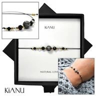 Bransoletki - Bransoletka z Kamieni Naturalnych KiANU Sznurek Onyks Jaspis Srebro Złoto 24K - miniaturka - grafika 1