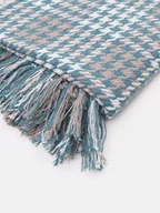 Koce - KOC pled 130x160 frędzlami pastelowy BOHO pepitka - miniaturka - grafika 1