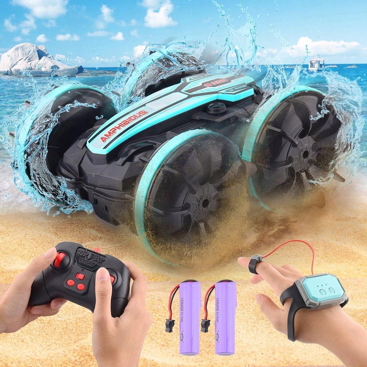 samochod zdalnie sterowany Wodoodporny SIVQIKE 4WD RC Amfibia 360° Stunt