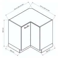 Szafka kuchenna narożna 90 VITA DRP P/L biała połysk
