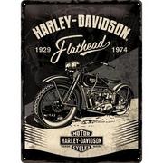 Dekoracje domu - Nostalgic-Art 23247 Harley-Davidson-Flathead Black, Retro blaszana tabliczka 30x40 cm, metal, kolorowa, 30x40 cm - miniaturka - grafika 1