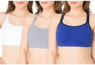 Fruit of the Loom Koszulka damska biustonosz sportowy (3 sztuki), Granatowy wrzosowy/biały/szary, 70 - Koszulki i topy damskie - miniaturka - grafika 1