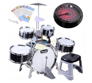 Duża Perkusja 5 bębnów światło dźwięk IN0110 - Instrumenty muzyczne dla dzieci - miniaturka - grafika 1