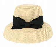 Czapki damskie - Kapelusz Damski Plażowy Słomkowy Elegancki Na Lato Regulowany Vintage - miniaturka - grafika 1