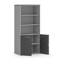Szafy biurowe - Szafa biurowa z drzwiami niskimi PRIMO GRAY, 1781 x 800 x 500 mm, szary/grafitowy - miniaturka - grafika 1