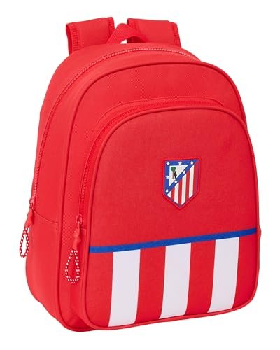 Safta ATLETICO DE MADRID - Plecak szkolny dla dzieci, idealny dla dzieci w różnym wieku, wygodny i wszechstronny, jakość i wytrzymałość, 27 x 10 x 33 cm, czerwony, Czerwone, Estándar, Casual