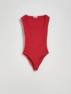 Koszulki i topy damskie - Reserved - Gładkie body - czerwony - miniaturka - grafika 1