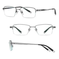 Okulary korekcyjne, oprawki, szkła - Ultralekkie tytanowe okulary zerówki z filtrem Blue Light do komputera Grafitowe TN828A - miniaturka - grafika 1
