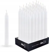 Świece - Zestaw 30x Świeca Stołowa Świeczka Biała 19cm Bezzapachowa - miniaturka - grafika 1