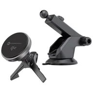 Uchwyty samochodowe do telefonów - Uchwyt samochodowy z ładowarką bezprzewodową FORCELL F-Grip 15W Szary - miniaturka - grafika 1