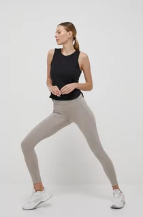 Legginsy - Reebok legginsy treningowe damskie kolor beżowy gładkie - grafika 1