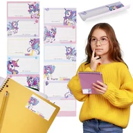 Szkolne artykuły papiernicze - JEDNOROŻEC Naklejki NA ZESZYT, Szkolne naklejki imienne na podręczniki, SAMOPRZYLEPNE nalepki ZESTAW 12 NAKLEJEK x2 - miniaturka - grafika 1