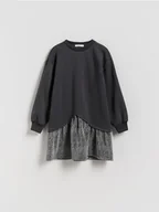 Sukienki i spódniczki dla dziewczynek - Reserved - Sukienka z łączonych materiałów - ciemnoszary - miniaturka - grafika 1