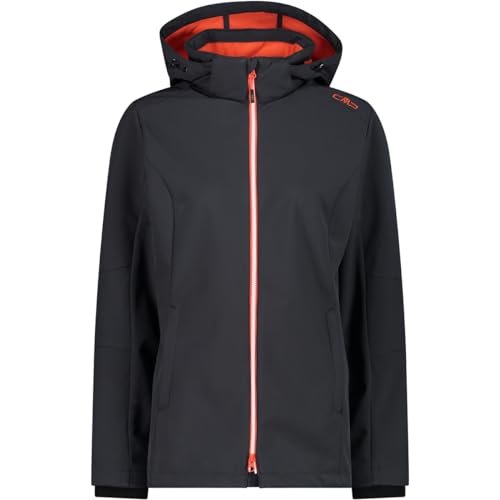 CMP damska kurtka Softshell z odpinanym kapturem, Antracyt i mak, 54