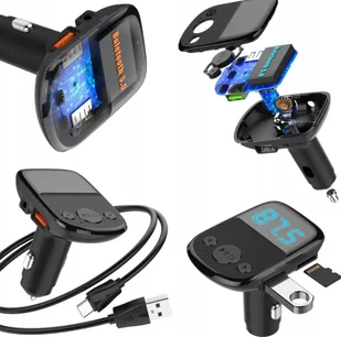 Transmiter Bluetooth Audio FM MP3 BT Szybka Ładowarka 2x USB QC 3.0 - Transmitery FM - miniaturka - grafika 1