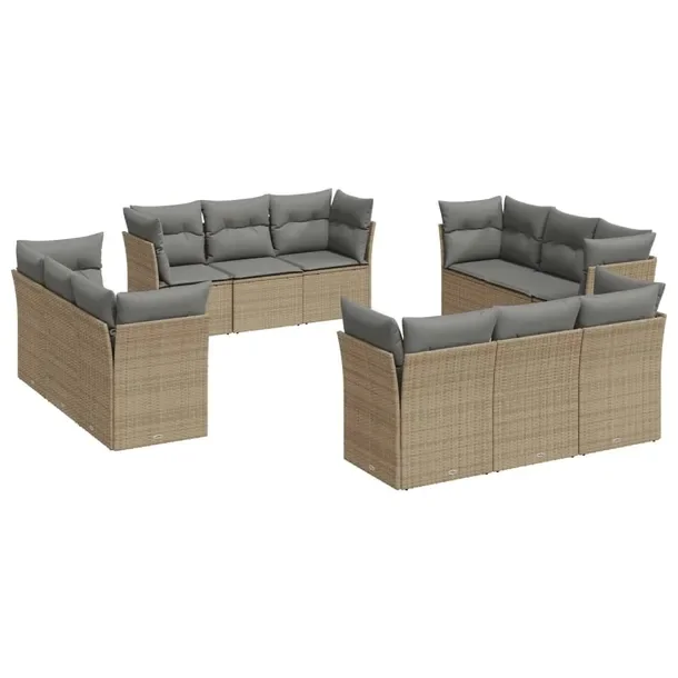 Zestaw mebli ogrodowych modułowy beżowy rattan PE, wymiary 62x62x69 cm