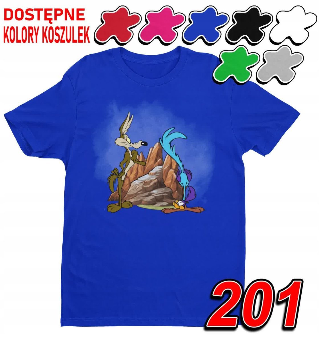 Dziecięca Koszulka T-Shirt Z Nadrukiem Kojot Struś Looney -M 134-140