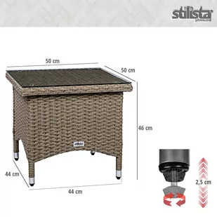 STOLIK OGRODOWY KAWOWY 50X50 TECHNORATTAN TARAS - Ławy i stoliki kawowe - miniaturka - grafika 4