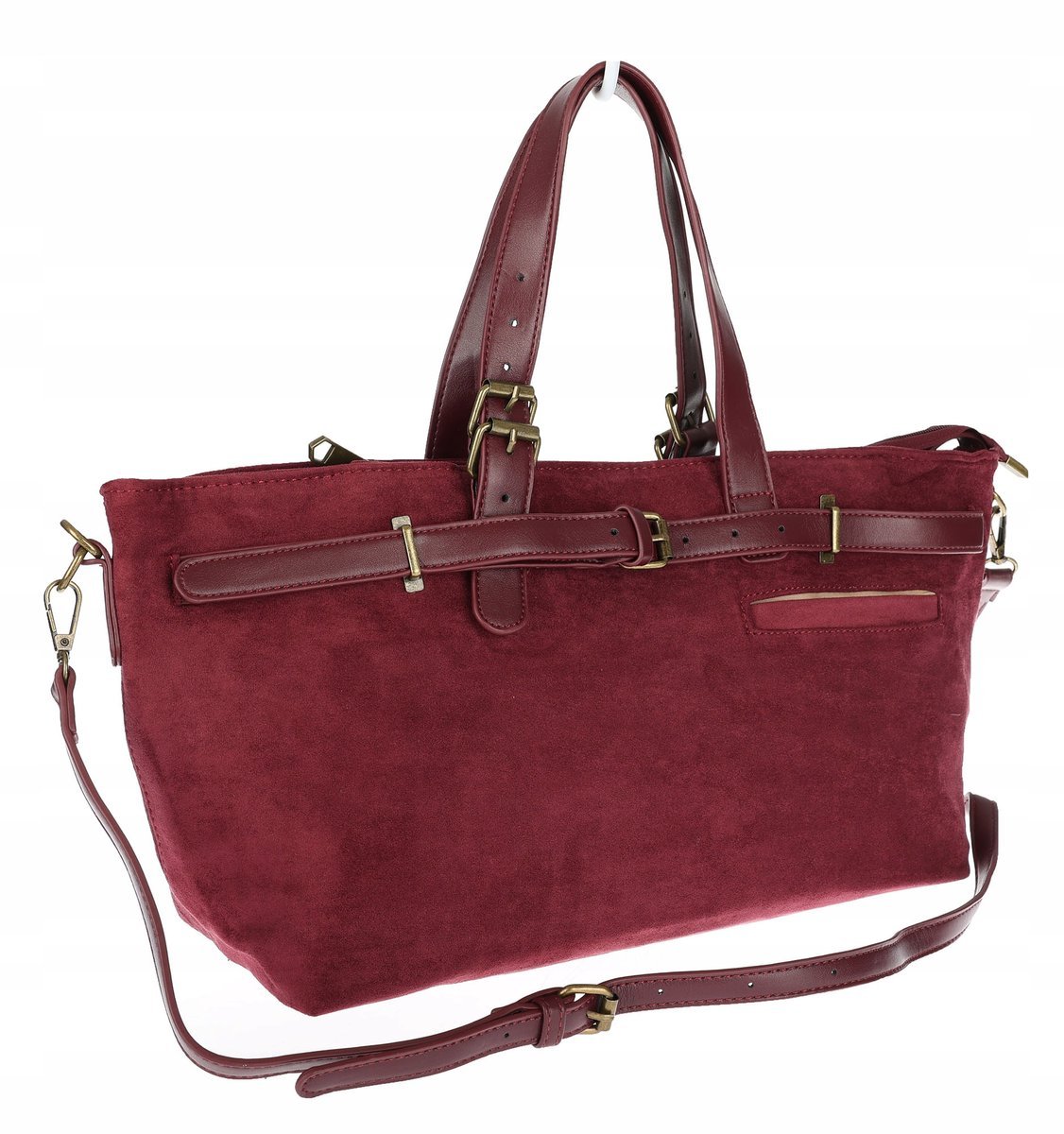 Torebka Damska shopper zamszowa torebka jamnik włoska marka 1255 Bordowa